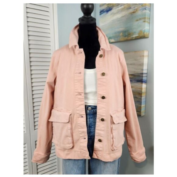 Me by Jennie Garth The Dylan Denim Jacket-Shell Pink XS Oversized (S/M)-A653632 - Picture 1 of 14